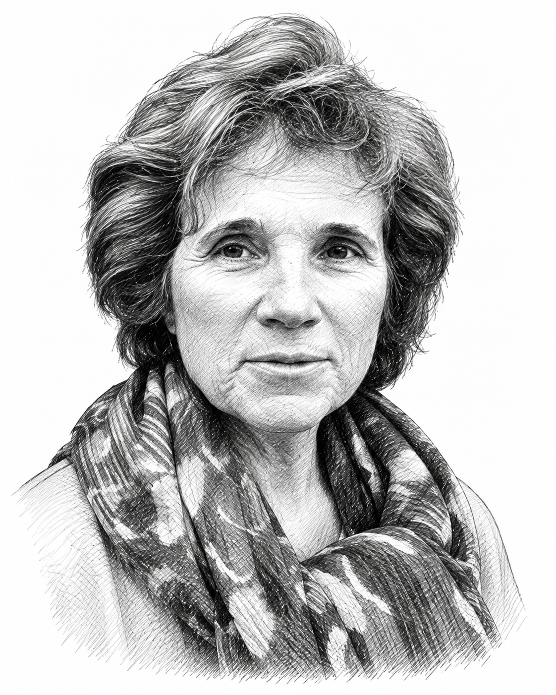 Portrait au trait de Christine Afriat