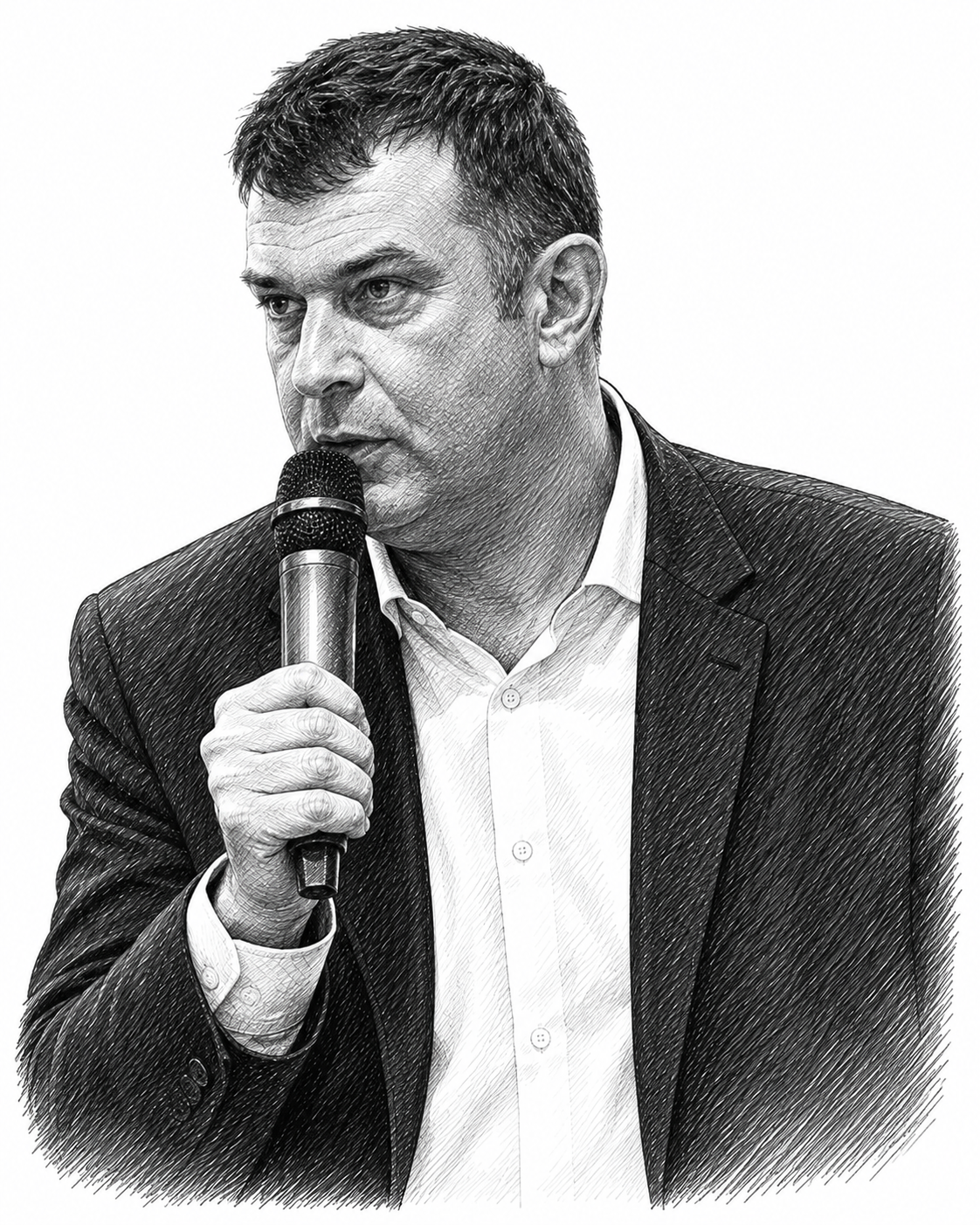 Portrait au trait de Christophe Benavent