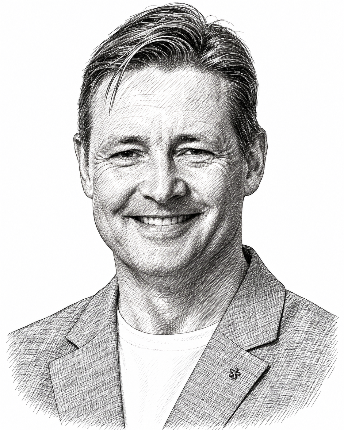 Portrait au trait de David Twohig