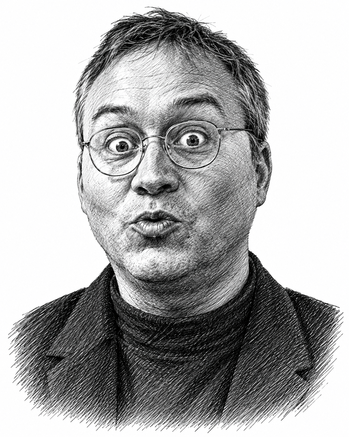 Portrait au trait de Hubert Guillaud