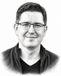 Portrait au trait de Hugues Dufour