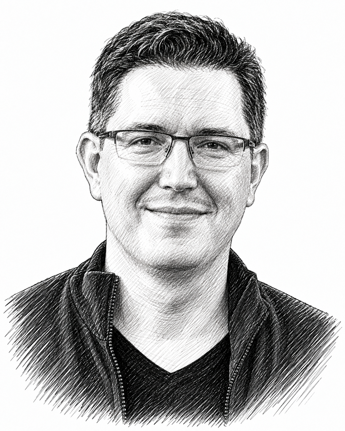 Portrait au trait de Hugues Dufour