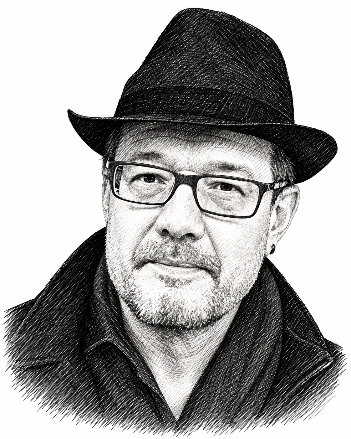 Portrait au trait de Laurent Boyer