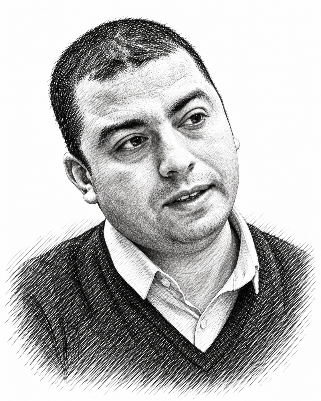 Portrait au trait de Mohamed Louizi
