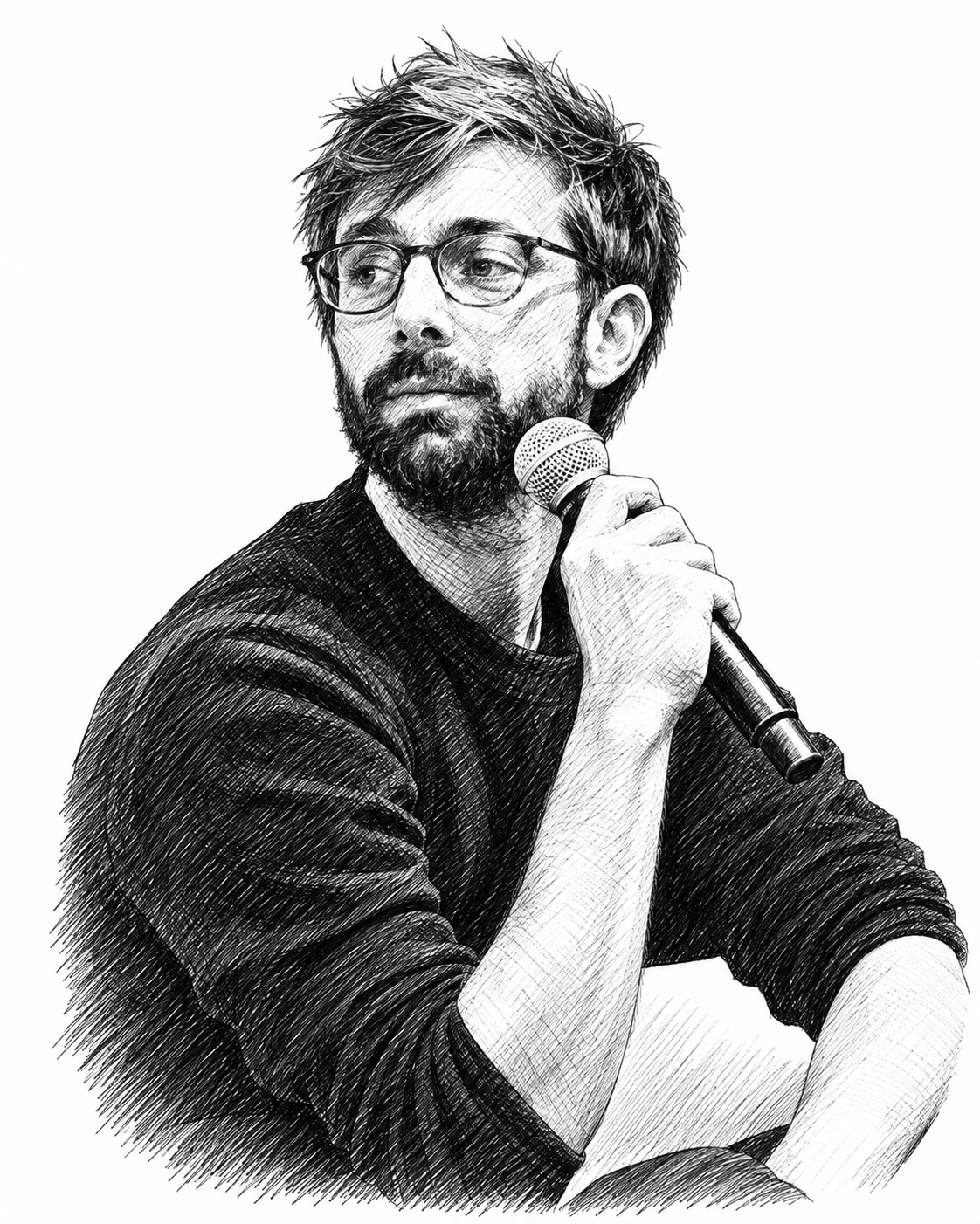 Portrait au trait de Philippe Vion-Dury