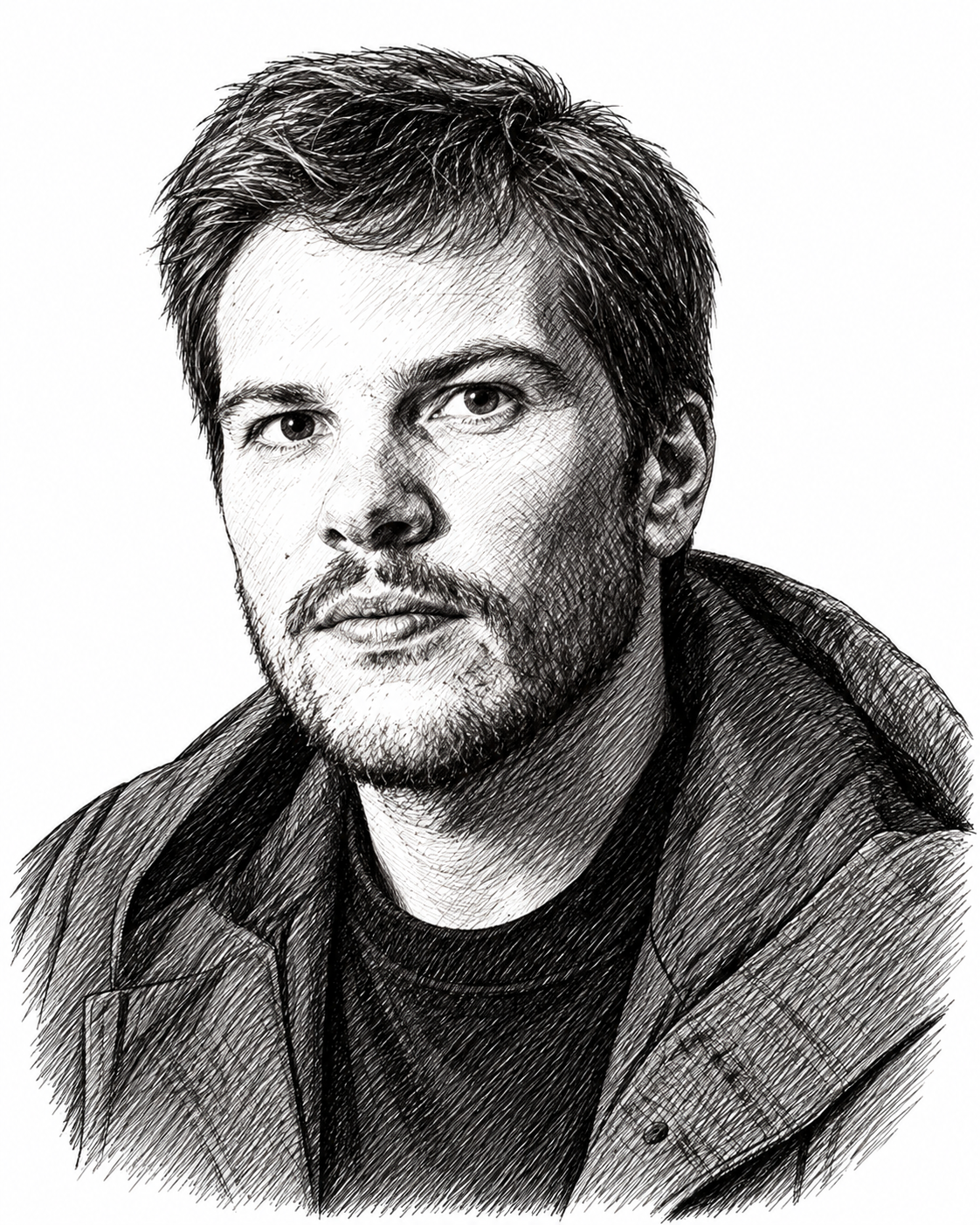 Portrait au trait de Romain Badouard