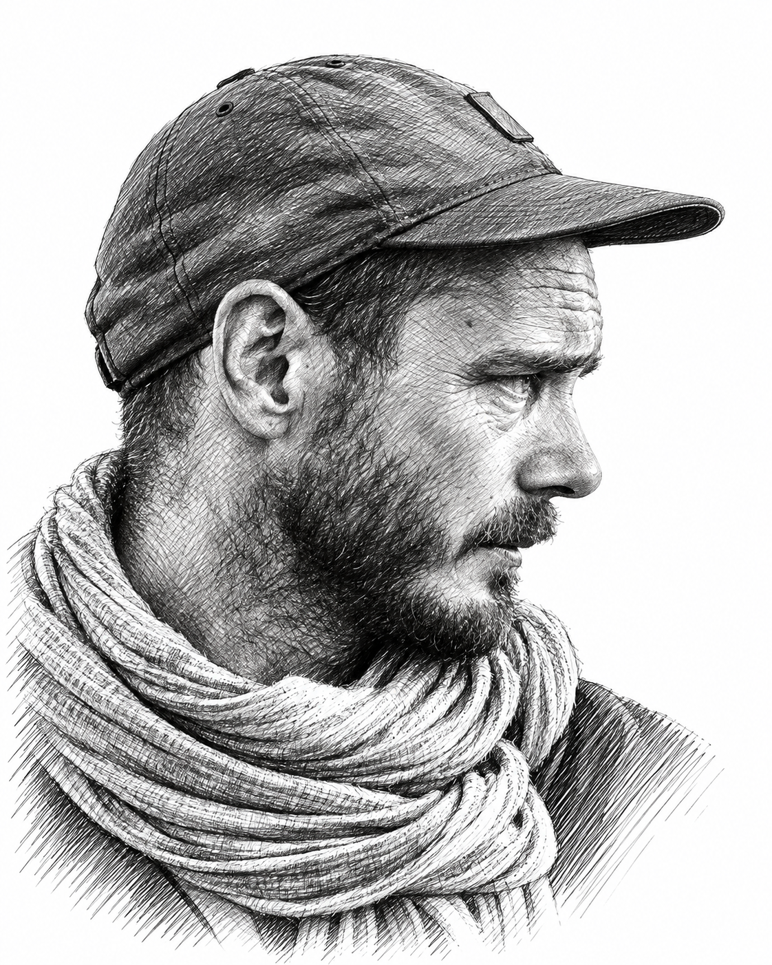 Portrait au trait de Samuel Veissière