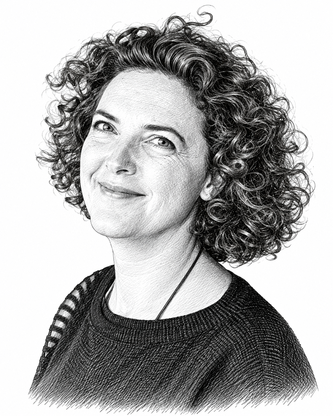 Portrait au trait de Valérie Bauwens