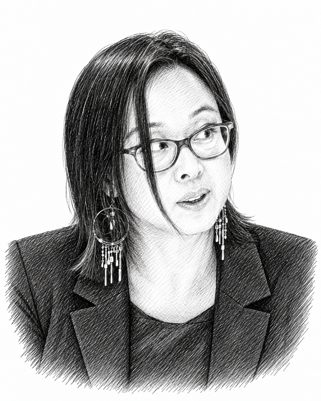 Portrait au trait de Valérie Pham-Trong