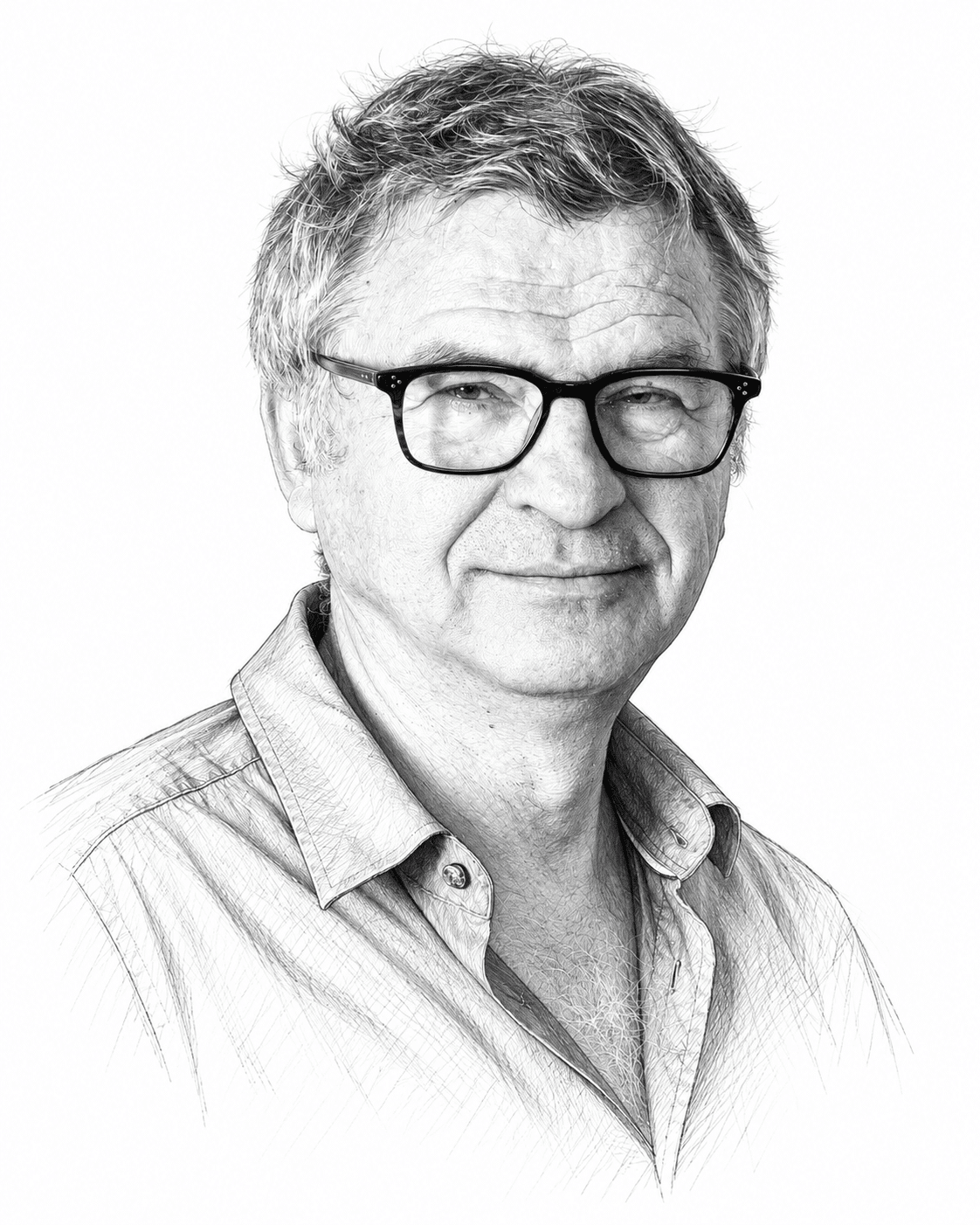 Portrait au trait d’Andreas Bikfalvi